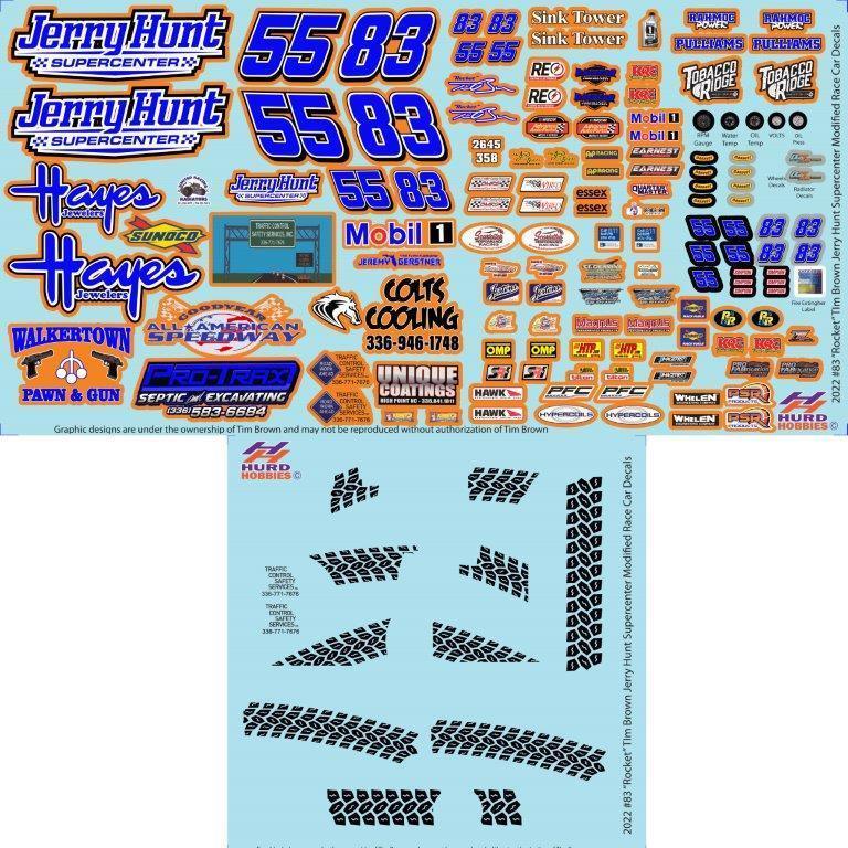 2022 #83/#55 Jerry Hunt Decals